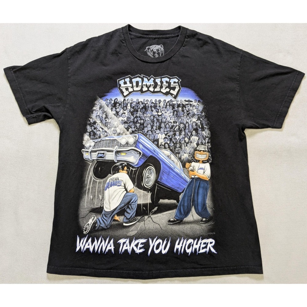 Homies Shirt Mens XL Black DGA Chicano Lowrider Hip Hop David Gonzalez Graphic